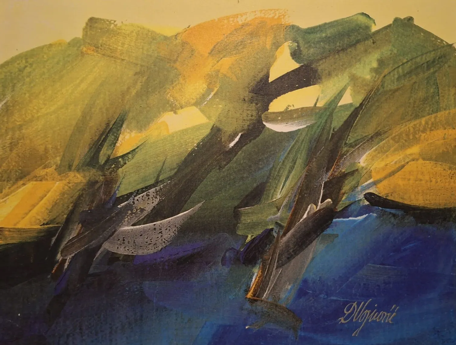 A composition in yellow, green and deep blue — Dubravka Vojnović