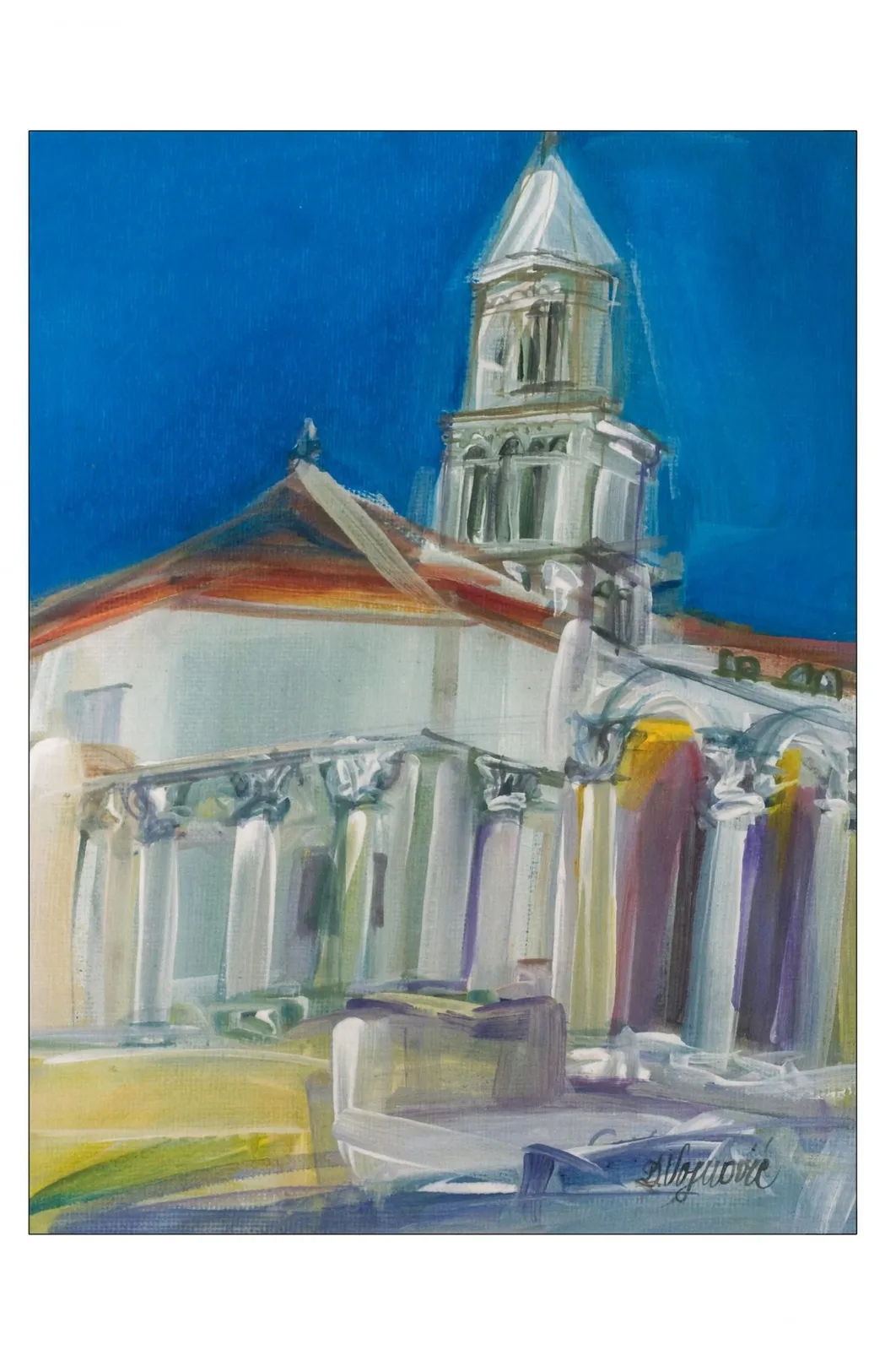 The cathedral and bell tower of St Domnius beneath an intensely blue sky — Dubravka Vojnović